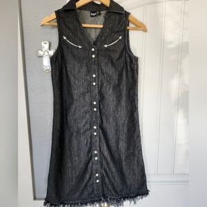 Cruel Denim Black Sleeveless Button-Down Dress